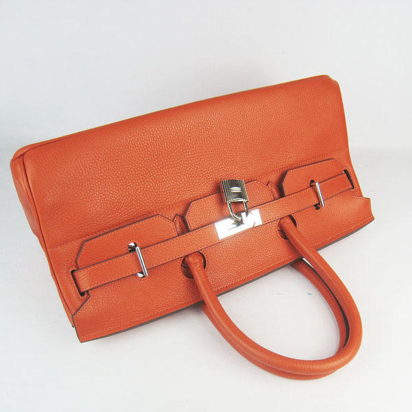 Hermes Birkin 42cm Togo Leather Bag 6109 Orange silver padlock